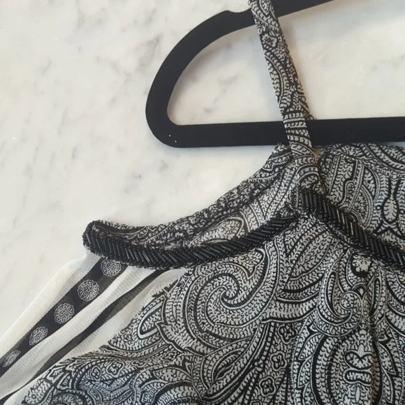 INC Size M Black and White print blouse with shoulder cutout. - Picture 3 of 10